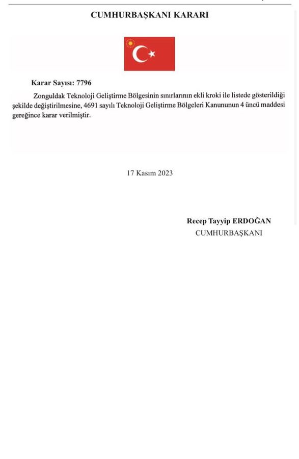 Zonguldak TGB Alan Genişletme Başvurusu Onaylandı